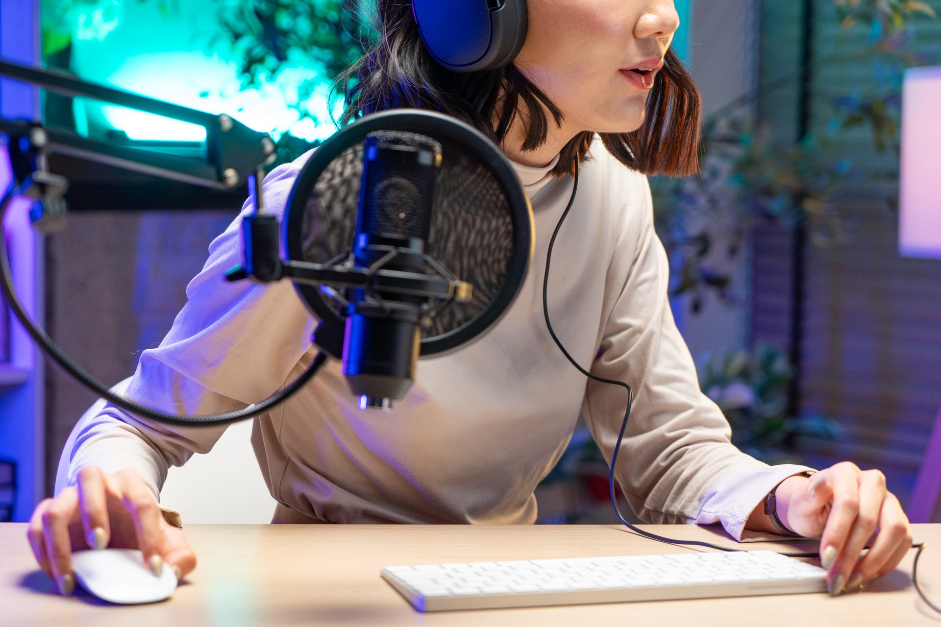 Asian woman doing live stream on online platform